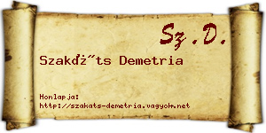Szakáts Demetria névjegykártya